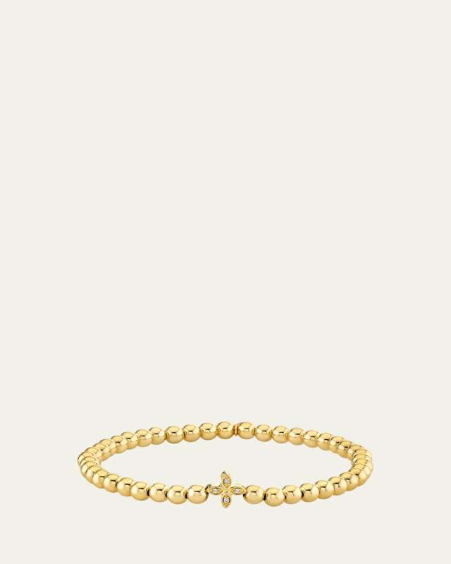 14K Yellow Gold Small Marquis Eye Bead Bracelet